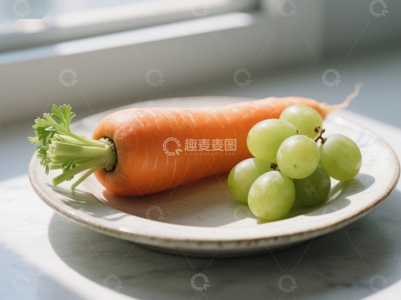 高清大图下载【趣麦麦图】胡萝卜与葡萄的静物组合