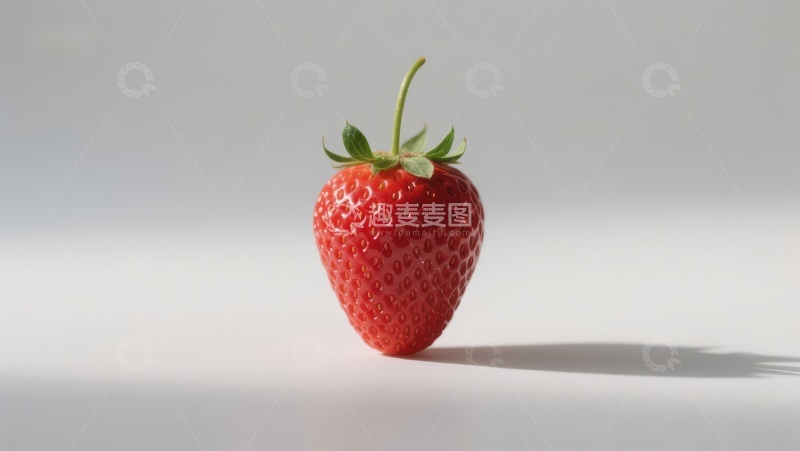 高清大图下载【趣麦麦图】新鲜草莓静置于白色背景