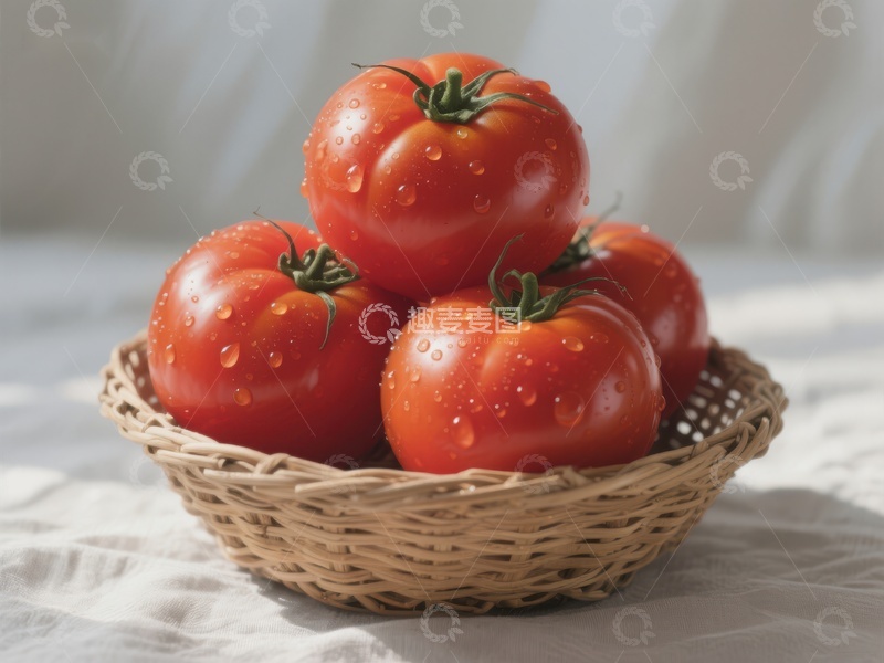 高清大图下载【趣麦麦图】篮子里的鲜红番茄