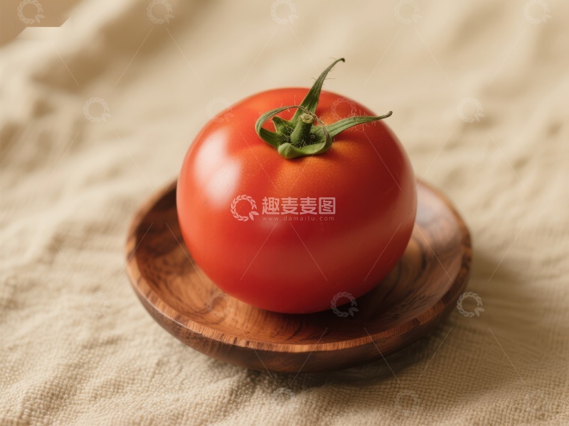 高清大图下载【趣麦麦图】新鲜番茄置于木质碟中