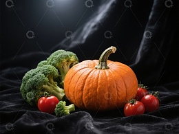 南瓜与蔬菜的静物组合