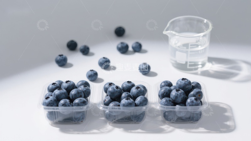 高清大图下载【趣麦麦图】蓝莓与量杯的静物组合