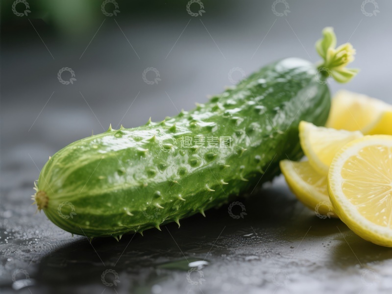 高清大图下载【趣麦麦图】新鲜黄瓜与柠檬片