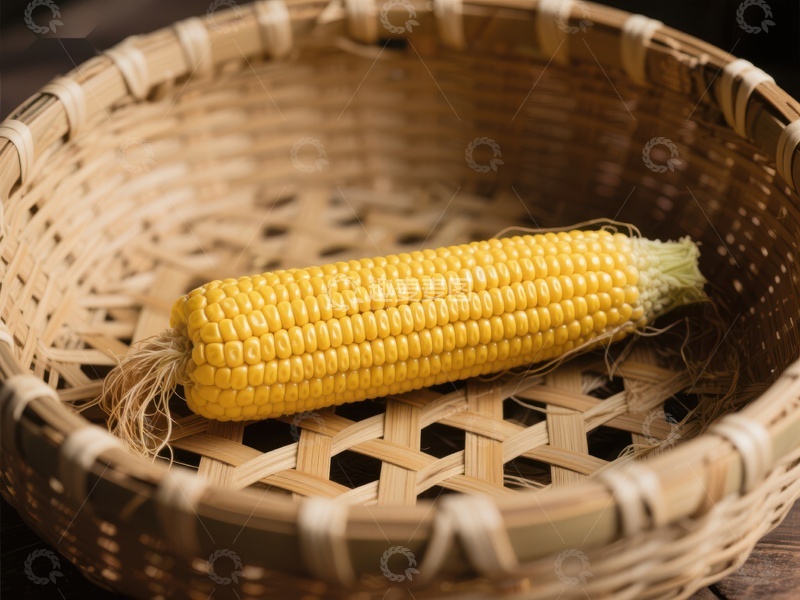 高清大图下载【趣麦麦图】竹篮中的新鲜玉米