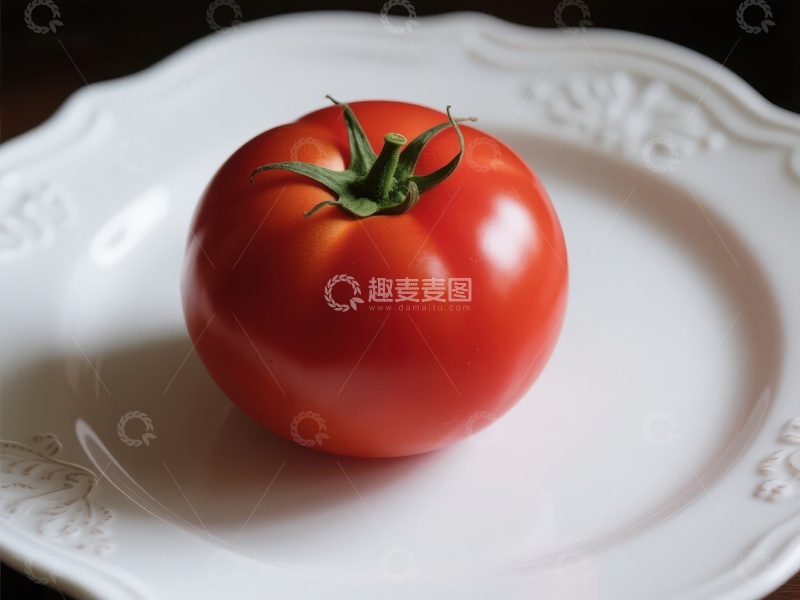 高清大图下载【趣麦麦图】新鲜红番茄置于白色盘中