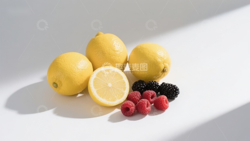 高清大图下载【趣麦麦图】柠檬与浆果的清新组合