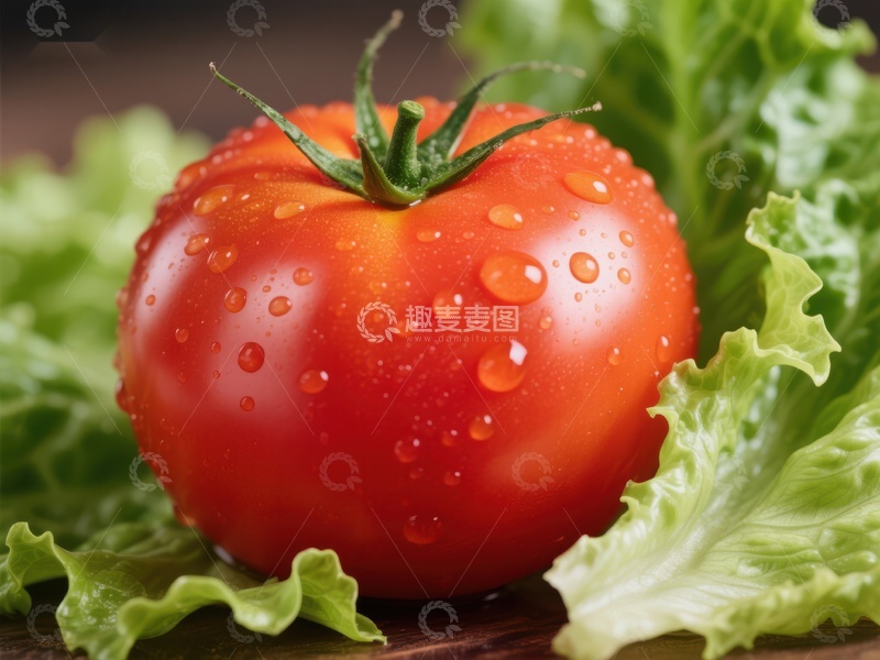 高清大图下载【趣麦麦图】新鲜番茄与生菜的特写