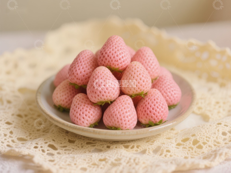 高清大图下载【趣麦麦图】粉色草莓状甜点摆盘