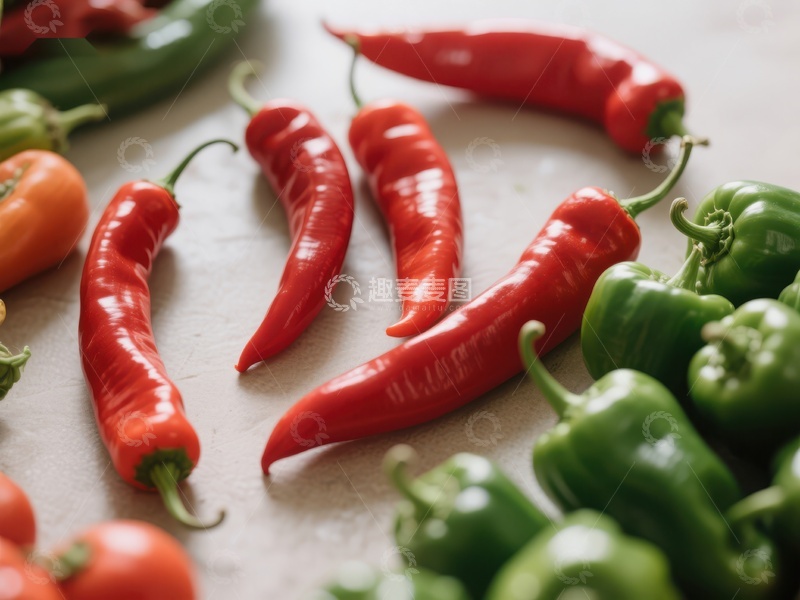 高清大图下载【趣麦麦图】新鲜辣椒与番茄的色彩组合