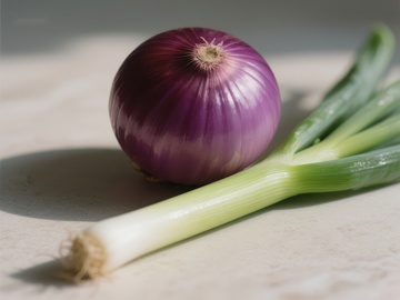 红洋葱与青葱的静物组合