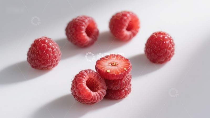 高清大图下载【趣麦麦图】新鲜覆盆子的特写