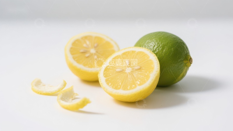高清大图下载【趣麦麦图】新鲜柠檬与青柠的切片展示