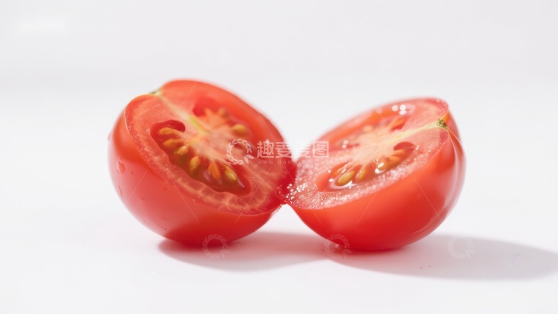 高清大图下载【趣麦麦图】新鲜番茄切半展示
