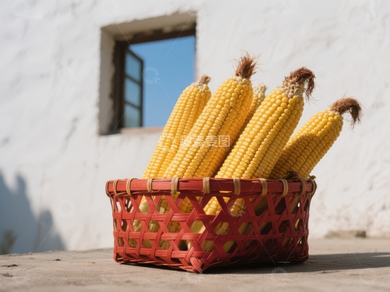 高清大图下载【趣麦麦图】篮子里的金黄色玉米