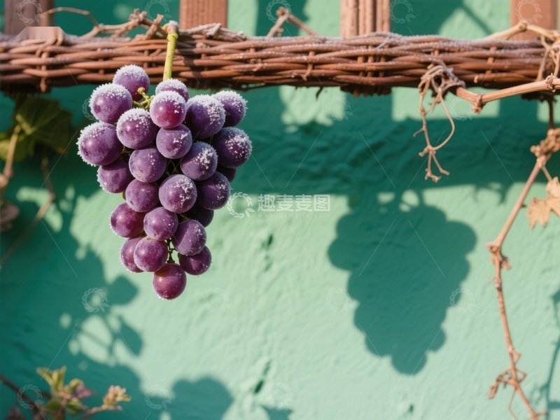高清大图下载【趣麦麦图】藤架下的紫色葡萄串