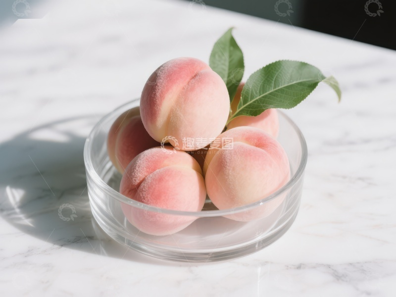 高清大图下载【趣麦麦图】透明碗中的新鲜桃子