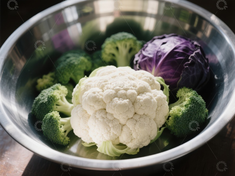 高清大图下载【趣麦麦图】新鲜蔬菜盛于金属碗中