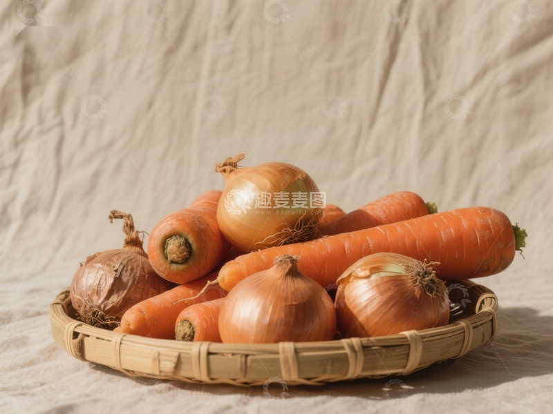 高清大图下载【趣麦麦图】篮子里的胡萝卜和洋葱