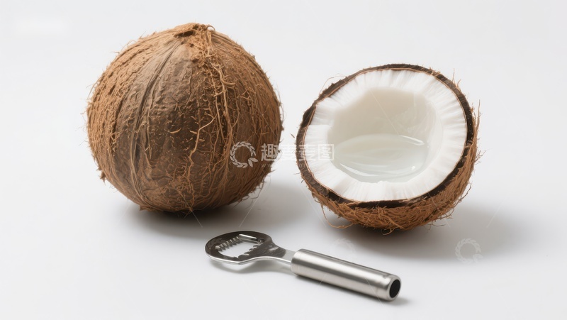 高清大图下载【趣麦麦图】椰子与开瓶器的静物组合