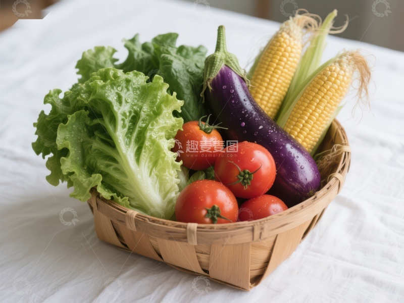 高清大图下载【趣麦麦图】新鲜蔬菜篮子特写