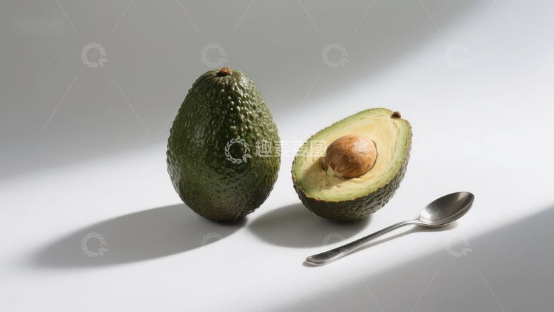 高清大图下载【趣麦麦图】新鲜牛油果与金属勺子