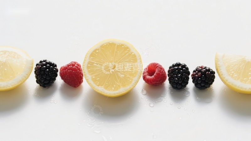 高清大图下载【趣麦麦图】柠檬与浆果的清新排列