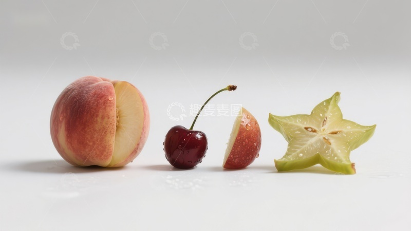 高清大图下载【趣麦麦图】切开的苹果、樱桃和杨桃展示