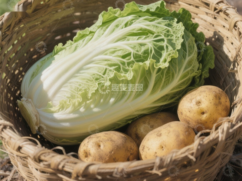 高清大图下载【趣麦麦图】篮子里的白菜和土豆