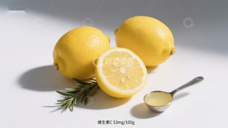 高清大图下载【趣麦麦图】新鲜柠檬与维生素C含量展示