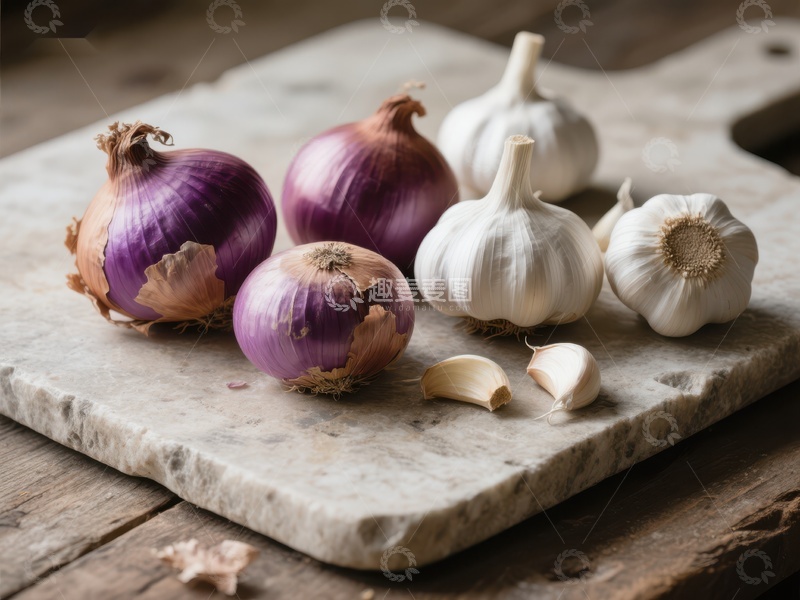 高清大图下载【趣麦麦图】洋葱与大蒜静物图