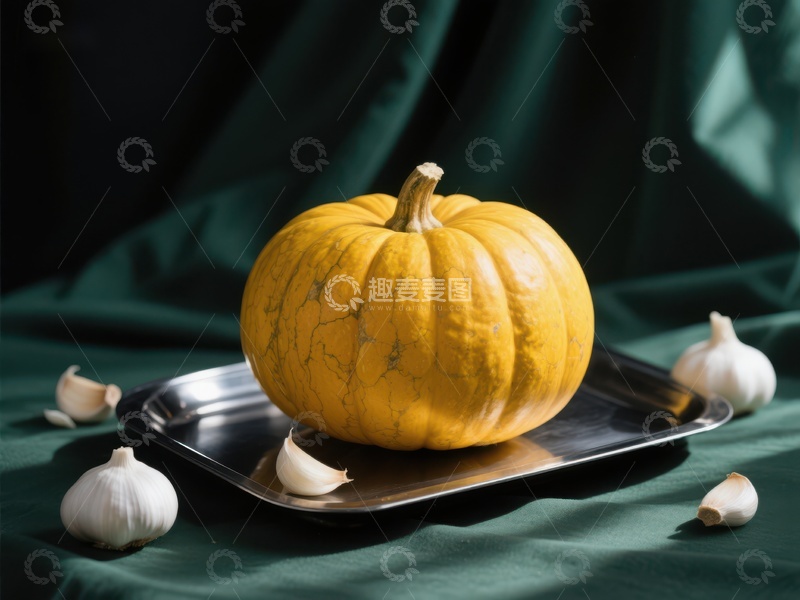 高清大图下载【趣麦麦图】南瓜与大蒜的静物组合