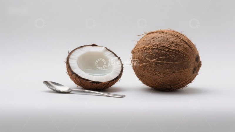 高清大图下载【趣麦麦图】椰子与勺子的静物组合