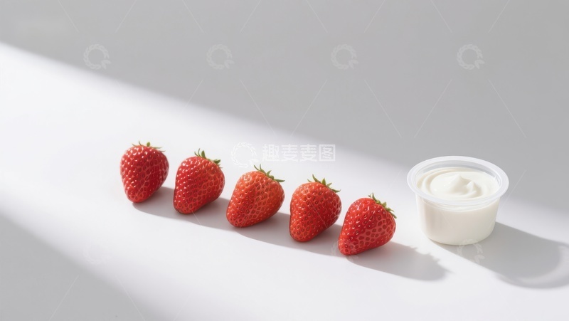 高清大图下载【趣麦麦图】草莓与酸奶的清新组合