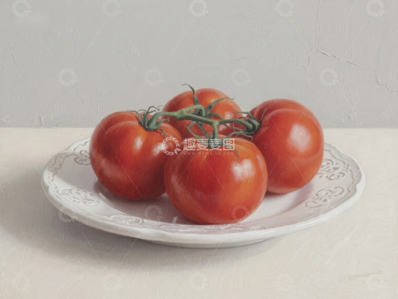 高清大图下载【趣麦麦图】盘中的新鲜番茄