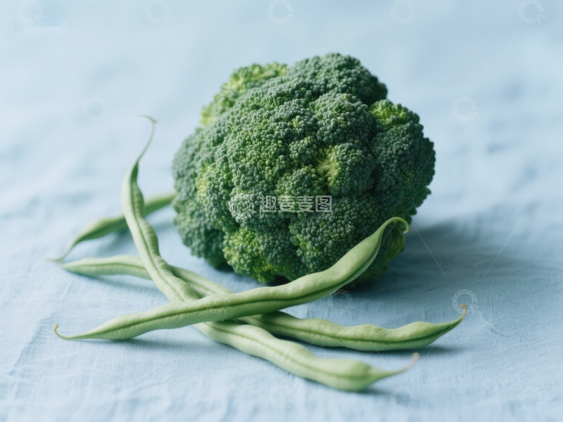 高清大图下载【趣麦麦图】新鲜西兰花与四季豆