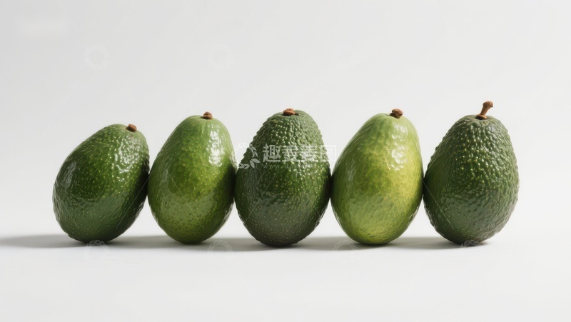 高清大图下载【趣麦麦图】五个排列整齐的牛油果
