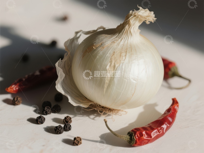 高清大图下载【趣麦麦图】大蒜与辣椒的静物组合