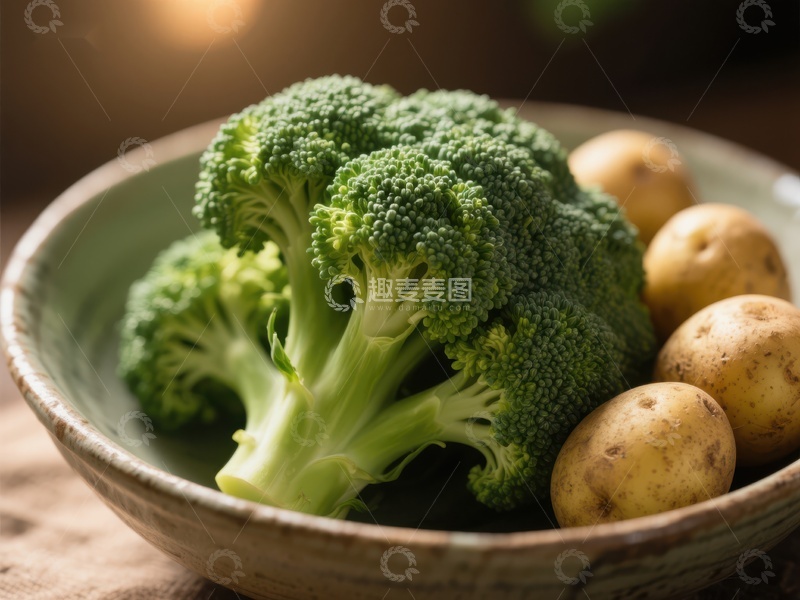 高清大图下载【趣麦麦图】新鲜西兰花与土豆的组合