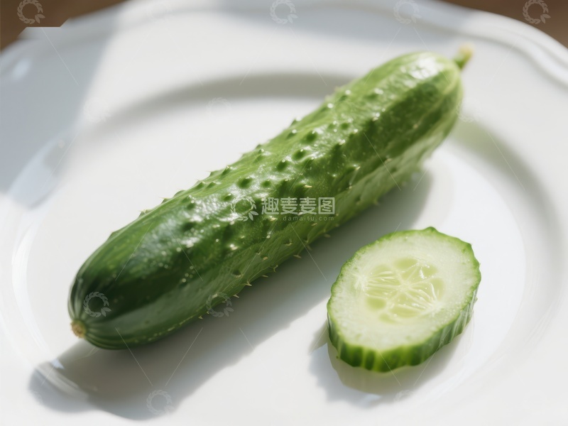 高清大图下载【趣麦麦图】新鲜黄瓜与切片展示