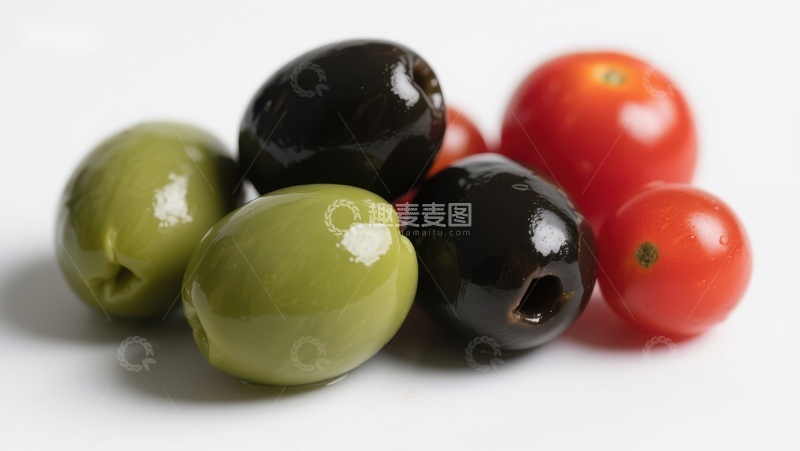 高清大图下载【趣麦麦图】绿黑橄榄与樱桃番茄