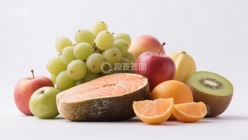 高清大图下载【趣麦麦图】新鲜水果与三文鱼片组合