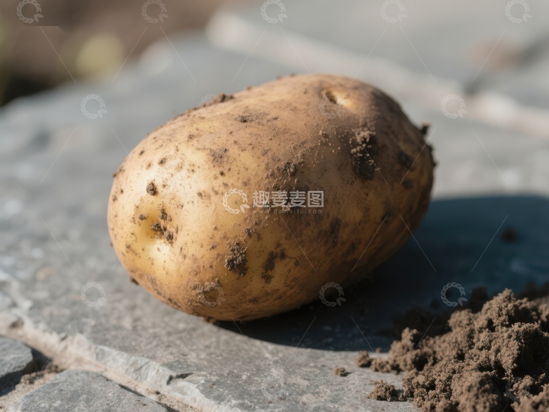 高清大图下载【趣麦麦图】新鲜出土的土豆静置于石板上
