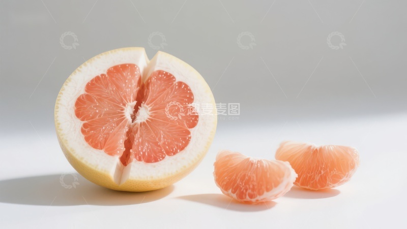 高清大图下载【趣麦麦图】切开的柚子与果瓣