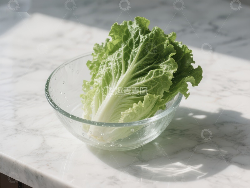 高清大图下载【趣麦麦图】新鲜生菜置于透明碗中