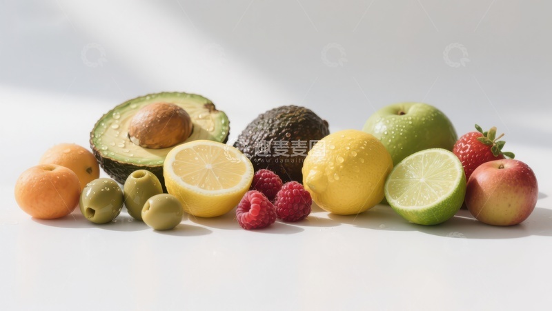 高清大图下载【趣麦麦图】新鲜水果与蔬菜的色彩组合