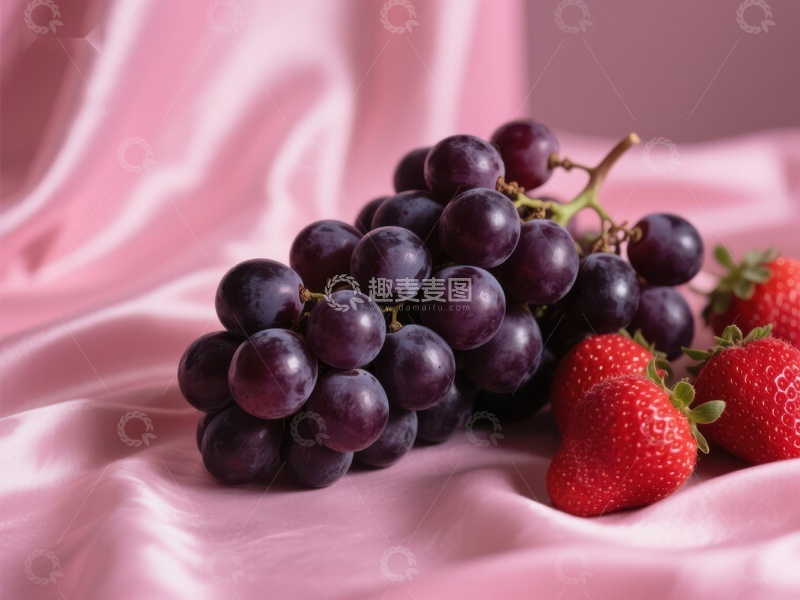 高清大图下载【趣麦麦图】葡萄与草莓静物图