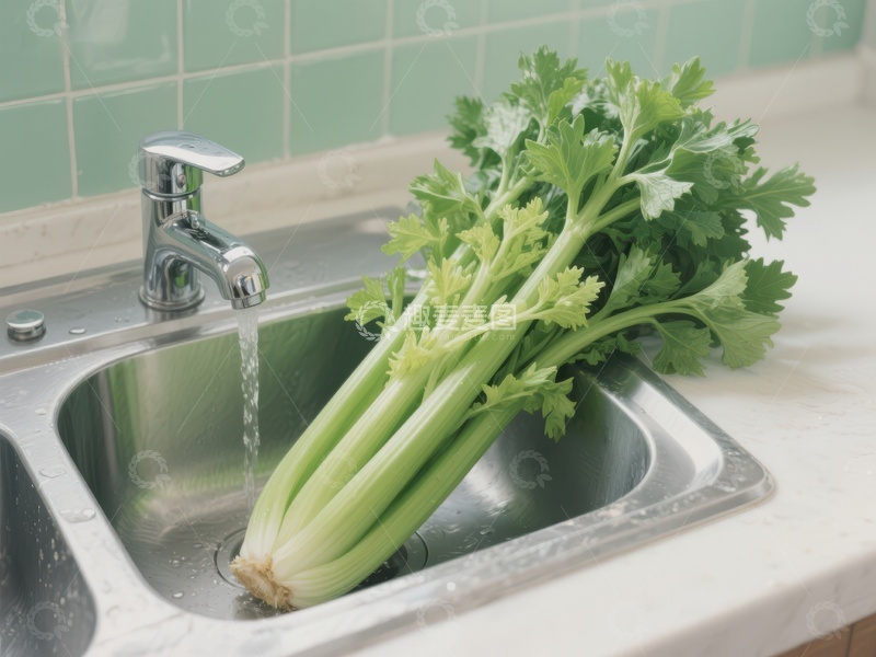 高清大图下载【趣麦麦图】-水槽中清洗的芹菜