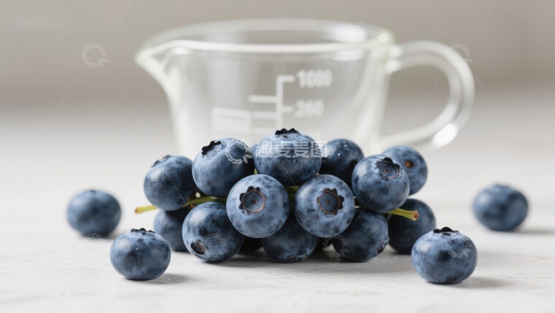 高清大图下载【趣麦麦图】蓝莓与量杯静物图
