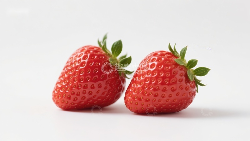 高清大图下载【趣麦麦图】两颗新鲜草莓并排展示