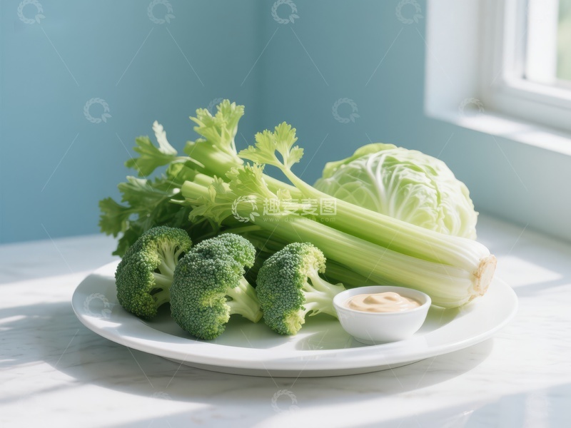 高清大图下载【趣麦麦图】新鲜蔬菜与蘸酱盘